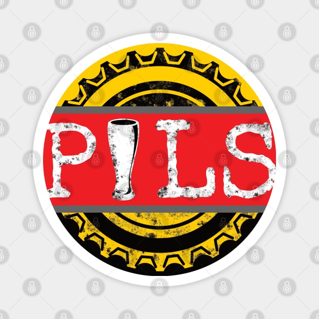 Pils Beer Word on Beer Bottle Cap in German Colours Magnet by dkdesigns27